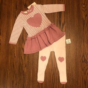 NWT First Impressions Heart Sweater & Tights Set
